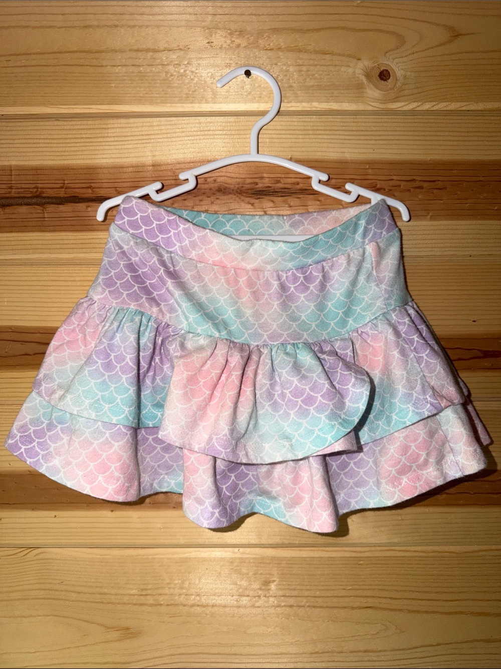 Pastel Mermaid Scale Ruffle Skirt